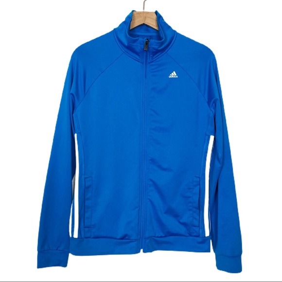 Adidas climalite zip up track jacket blue white - Picture 2 of 11